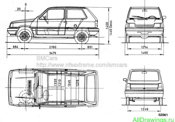 Seat Marbella (Сеат Марбелла) - чертежи (рисунки) автомобиля